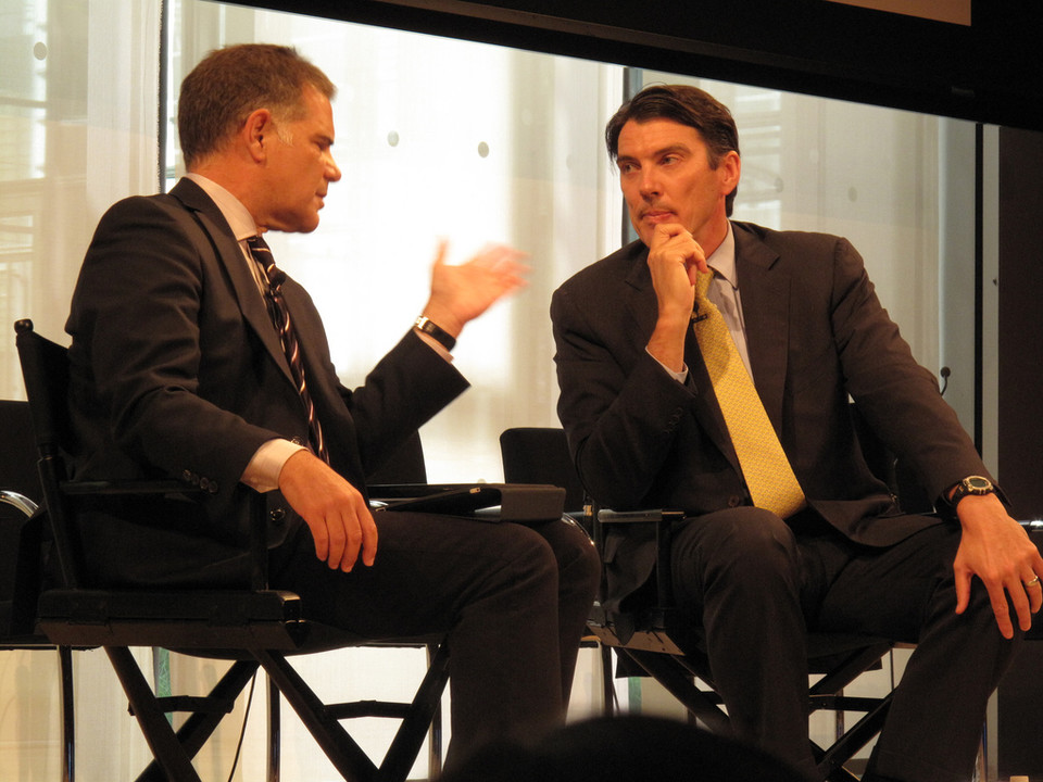 Two professionals in discussion
