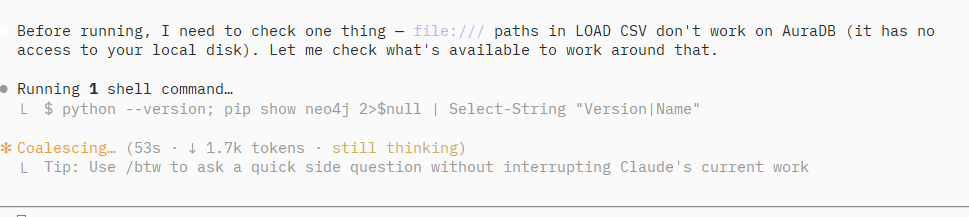 Claude Code catching the file path issue before running anything